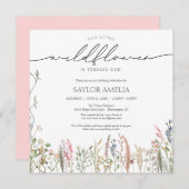 Kleine Wildblume Zartes Blumenkind zum Geburtstag Einladung (Vorne/Hinten)