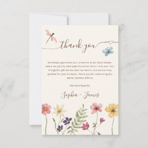 Kleine Wildblumen-Aquarell-Blumen-Baby-Party Dankeskarte