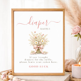 Kleine Wildblumen-Baby-Party-Windel-Raffle-Schild Poster