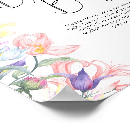 Kleine Wildblumen Babydusche Sag nicht Baby Poster (Ecke)