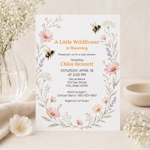 Kleine Wildblumen-Biene-Baby-Party Einladung