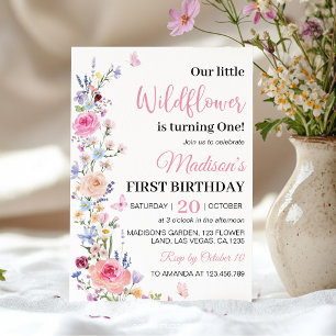 Kleine Wildblumen Blumenmädchen Geburtstag Einladung