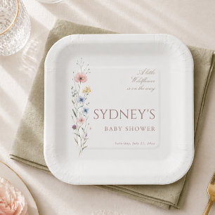 Kleine Wildblumen-Botanische neutrale Babyparty Pappteller