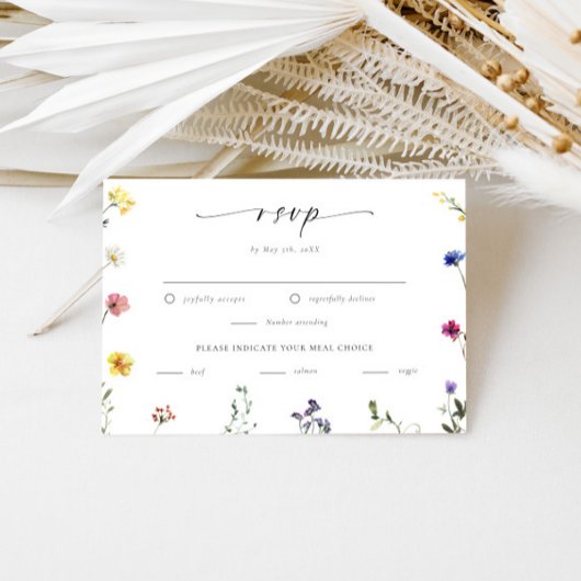 Kleine Wildblumen Hochzeit RSVP Karte