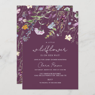 Kleine Wildblumen-Pflaume Lila Floral Baby Shower Einladung