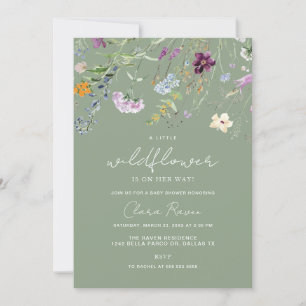 Kleine Wildblumen-Salbei-Blumen-Baby-Party Einladung