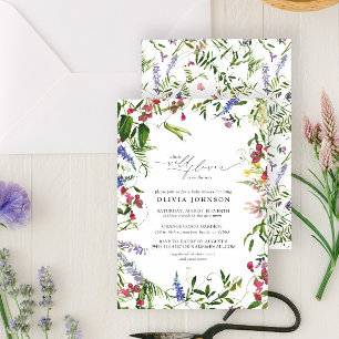 Kleine Wildblumen-Schrift Florale Babyparty Einladung