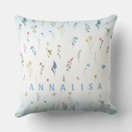 Kleine Wildblumen wiederholen Muster Personalisier Kissen