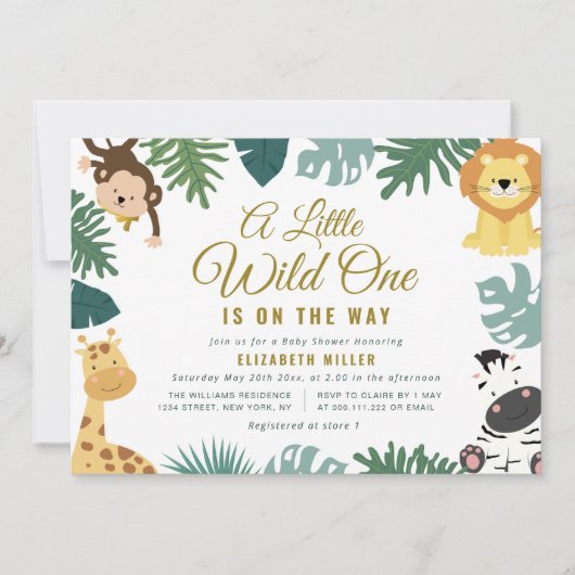 kleine wilde 1-Baby-Dusche Einladung (Vorderseite)