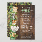 Kleine wilde 1 Rustikale Safari Animals Kinderdusc Einladung (Vorne/Hinten)