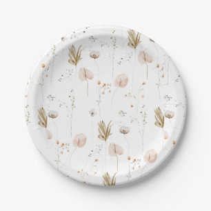 Kleine wilde Blumen Feld Aquarell Muster Pappteller