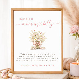 Kleine Wildflower-Baby-Shower-Mommys-Bauch-Spiel Poster