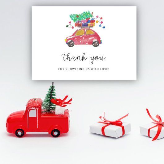 Kleine Winter-Auto-Baby-Shower-Dankeschön Dankeskarte