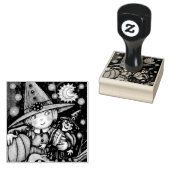 KLEINE WITCH & RAG DOLL HALLOWEEN RUBBER-BRIEFMARK GUMMISTEMPEL (Stempel)
