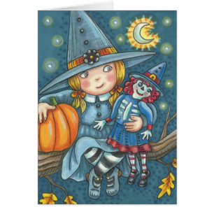 KLEINE WITCH- UND DOLL HALLOWEEN GREETKARTE-Leere