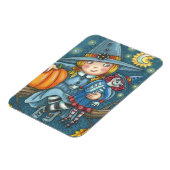 KLEINE WITCH UND DOLL HALLOWEEN MAGNET-RETangle Magnet (Linke Seite)