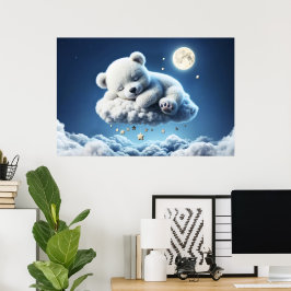 Kleine Wolken Teddystars Mondfantasiekunst Poster