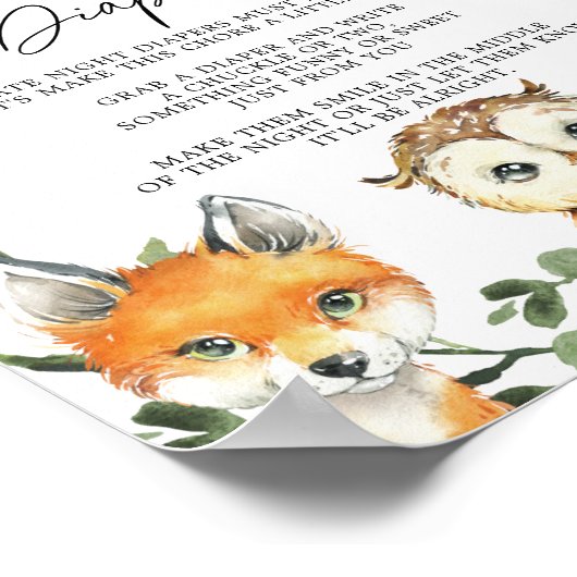 Kleine Woodland Babydusche Spätwindeln Poster (Ecke)