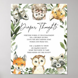 Kleine Woodland Babydusche Windeln Gedanken signie Poster