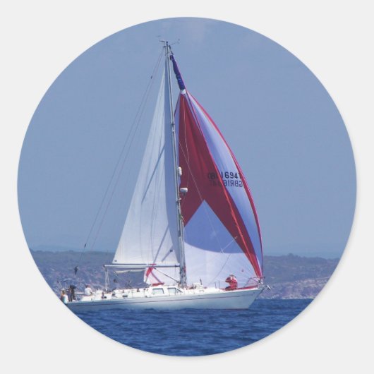 Kleine Yacht für Spinnaker Runder Aufkleber (Vorderseite)