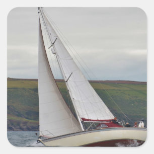 Kleine Yacht Segel hart Quadratischer Aufkleber