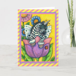 KLEINE ZEBO WHIMSYNICKER, ZEBRA UNICORN Blank Holi Feiertagskarte