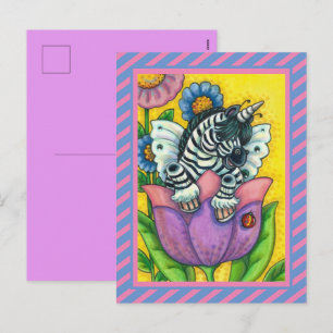 KLEINE ZEBO WHIMSYNICKER, ZEBRA UNICORN Fantasy Feiertagspostkarte
