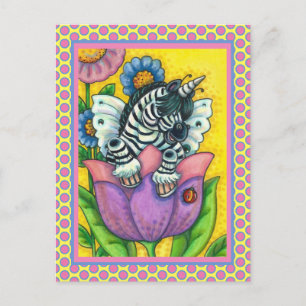KLEINE ZEBO WHIMSYNICKER, ZEBRA UNICORN Fantasy Feiertagspostkarte