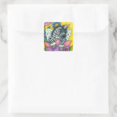 KLEINE ZEBO WHIMSYNICKER, ZEBRA UNICORN Fantasy Quadratischer Aufkleber (Tasche)