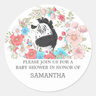 Kleine Zebra-Safari-Dschungeltiere Wasserfarbenspa Runder Aufkleber