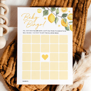 Kleine Zitronen-Baby-Shower-Baby-Bingo-Spielkarte Hinweiskarte
