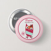 Kleine Zutano-Owls-NAME TAG-Schaltfläche Button (Vorne & Hinten)