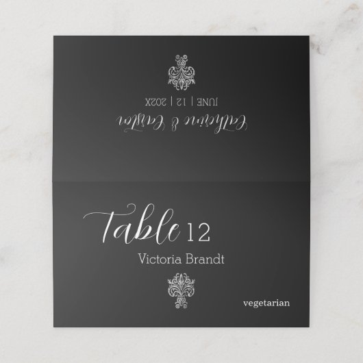 Kleine zweifarbige Platzkarte (Außenseite Aufgefaltet)