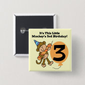 Kleiner Affe 3. Geburtstag - Hemden und Geschenke Button (Vorne & Hinten)