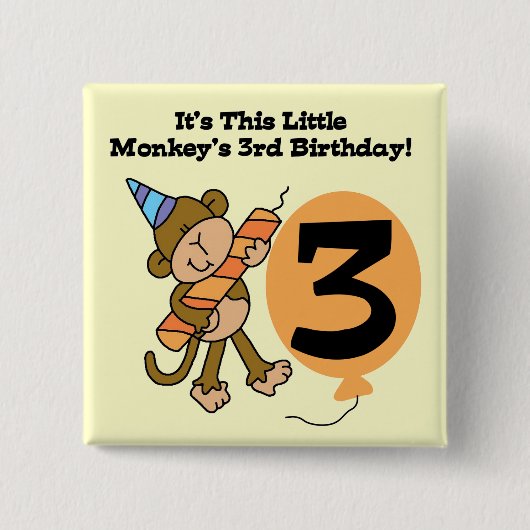 Kleiner Affe 3. Geburtstag - Hemden und Geschenke Button (Vorderseite)