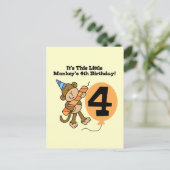 Kleiner Affe 4. Geburtstag Tshirts und Geschenke Postkarte (Stehend Vorderseite)