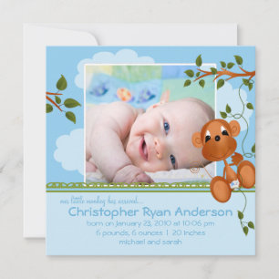 Kleiner Affe Baby Junge Foto Ankündigung