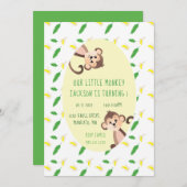 Kleiner Affe Erstgeburt Bananenschale grün Einladung (Vorne/Hinten)