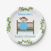 Kleiner Affe in einem Krippen-Jungen-Pappteller Pappteller (Vorderseite)