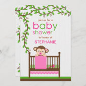 Kleiner Affe in einer Kinderkrippe Einladung (Vorne/Hinten)