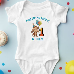 Kleiner Affe Kinder 1. Geburtstag Personalisiert Baby Strampler