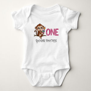Kleiner Affe mit 1. Geburtstagskandle Baby Strampler