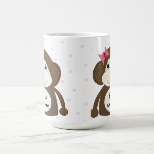 Kleiner Affe mit einem rosa Haarbuhn Kaffeetasse (Mittel)