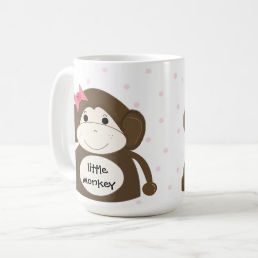 Kleiner Affe mit einem rosa Haarbuhn Kaffeetasse (Vorderseite Links)