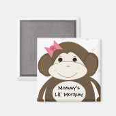 Kleiner Affe mit einem rosa Haarschwanz Magnet (Vorderseite/Rückseite)