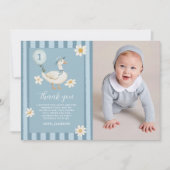 Kleiner Alberner Gänsedaisy Junge 1. Geburtstag Fo Dankeskarte (Vorderseite)