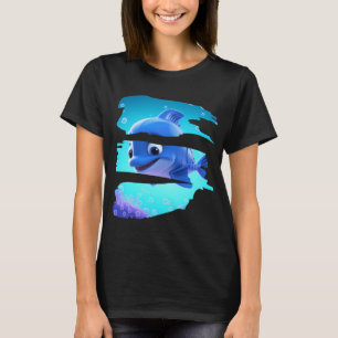 kleiner animierter Babydelfin in der Tiefe des b T-Shirt