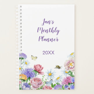 Kleiner Aquarellgarten Blume Butterfly Hummel Planer