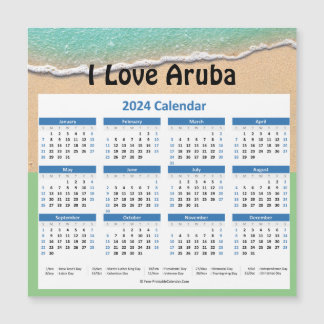 Kleiner Aruba 2024 jährlicher magnetischer Kalende Magnetkarte