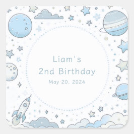 Kleiner Astronaut, große Welt Quadratischer Aufkleber